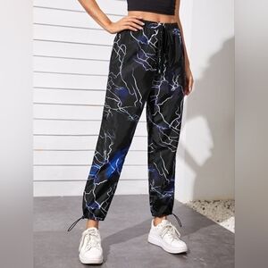 SHEIN Black and Blue Graphic Jogger Pants